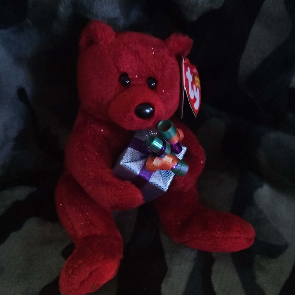 Ty Red Teddy Bear with Gift